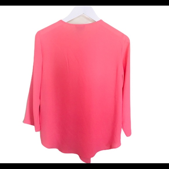 VAN HEUSEN Waterfall/Flowy Style Blouse/Top With 3/4 Sleeves Coral Pink Sz Small - Picture 7 of 10